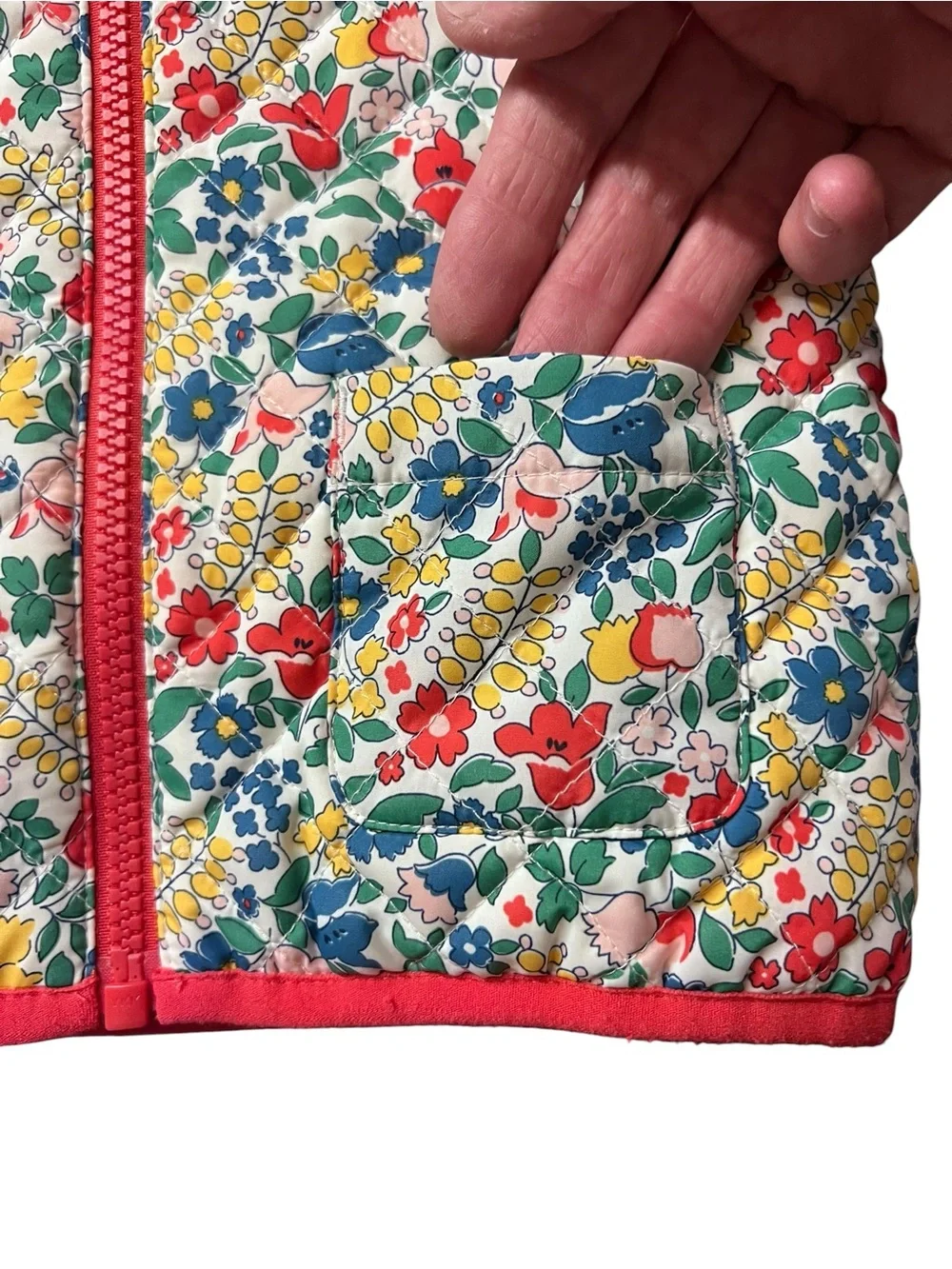 Baby Boden Floral Multi-Color Fleece-Lined Quilted Hooded Coat